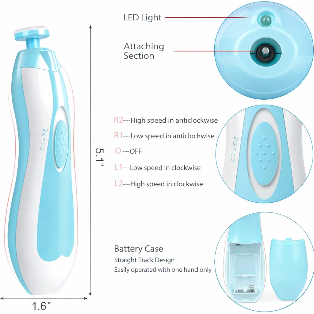 Electric Baby Nail Trimmer with LED Light Safe & Quiet Nail Care for Newborns, Kids & Parents